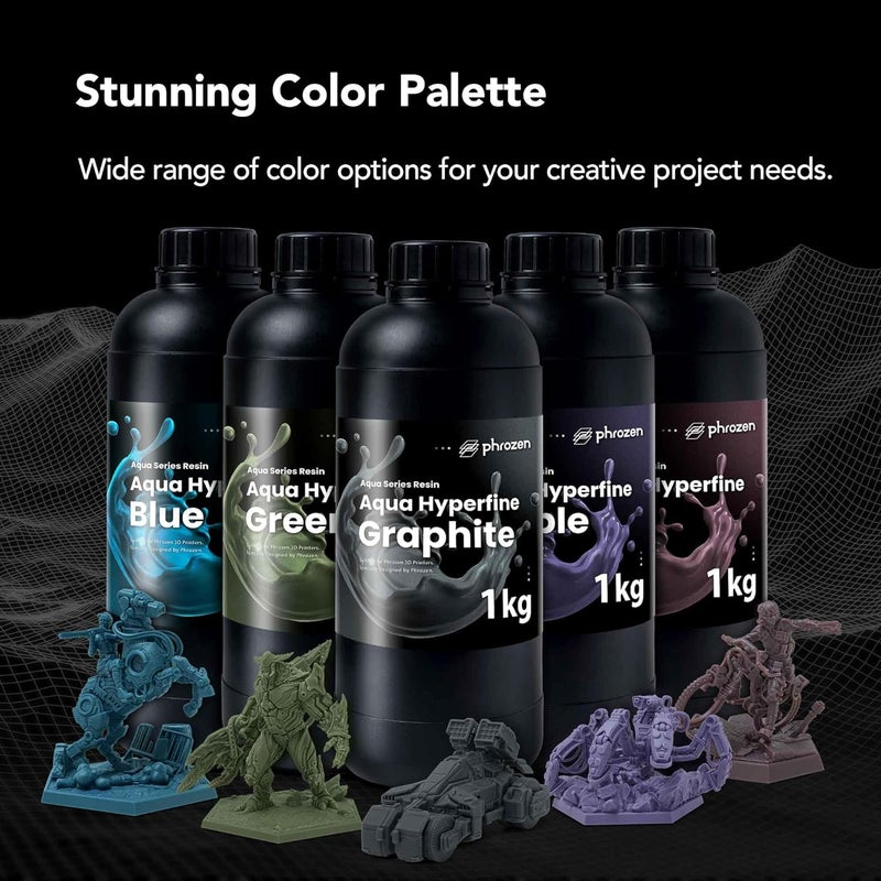 Phrozen Aqua Hyperfine Photopolymer Resin for 9K, 12K or Higher Resolution 3D Printers, 405nm LCD UV-Curing 3D Printing with Low Shrinkage & Superior Precision, Smooth Surface Finish (Graphite, 1KG) - Image 5